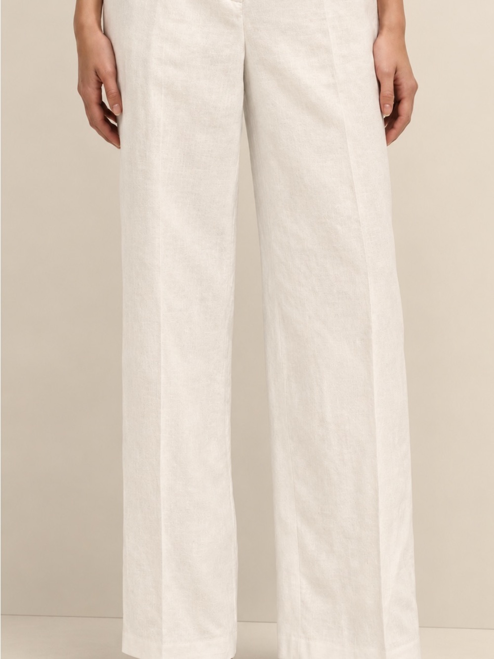 Brooks Brothers Wide-Leg Linen Pants in Off-White
